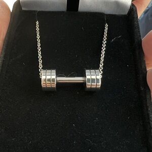 Elegant Silver Dumbbell Necklace